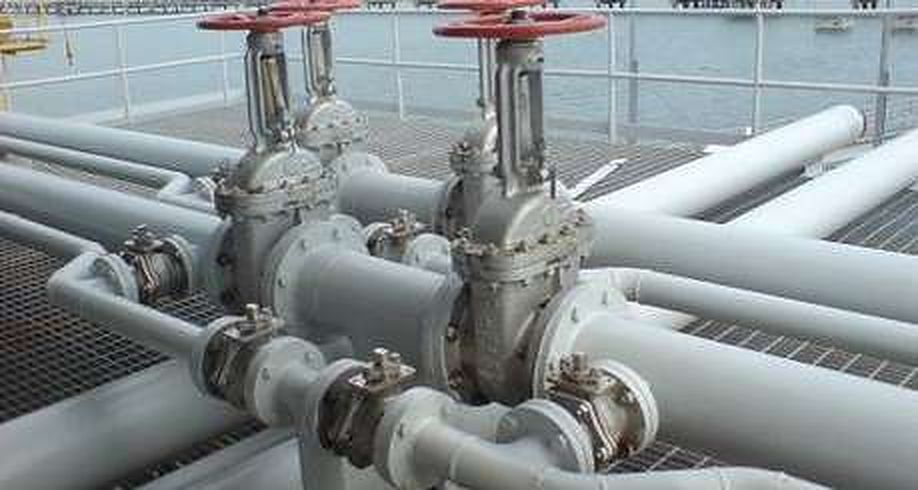 Pipeline valves on steel platform