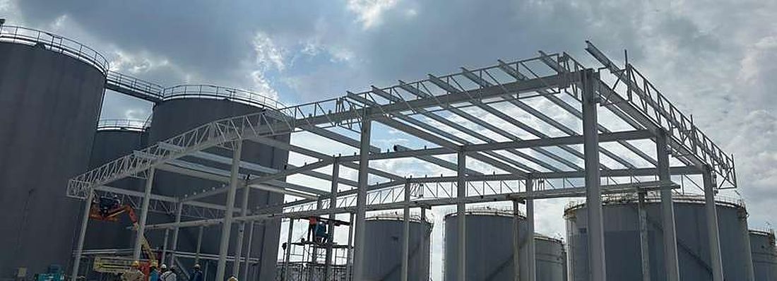 Steel framing for a plant building